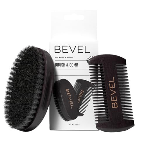 Bevel Beard Brush and Comb Set for Men – Natural Boar Bristle Brush & Pearwood Comb with Travel Pouch – Beard Grooming Kit for Shaping, Softening & Detangling Mustaches Avelisse