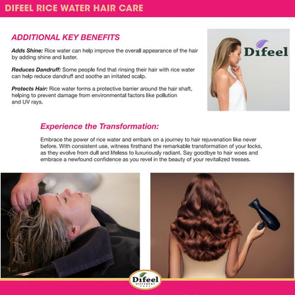 Difeel Rice Water Leave-in Conditioning Spray 8 oz. – Moisturizing Leave In Conditioner for Dry Damaged Hair
