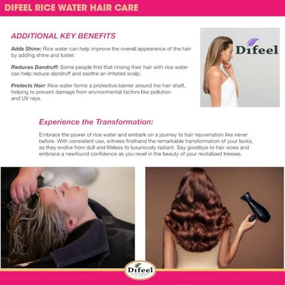 Difeel Rice Water Leave-in Conditioning Spray 8 oz. – Moisturizing Leave In Conditioner for Dry Damaged Hair