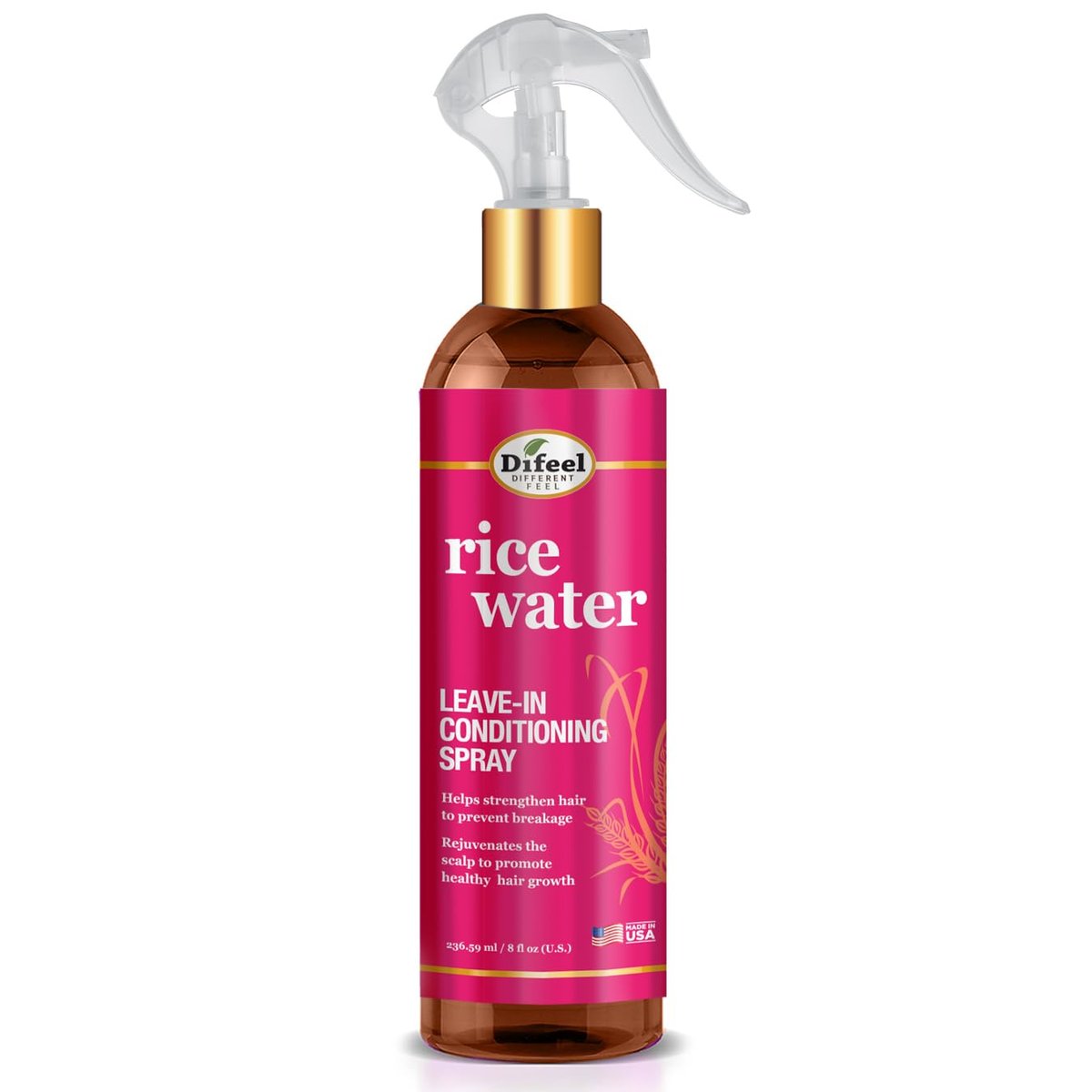 Difeel Rice Water Leave-in Conditioning Spray 8 oz. – Moisturizing Leave In Conditioner for Dry Damaged Hair - görsel 1