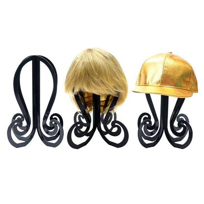 GenmeiFBH Plastic 3-Pack Wig Stand – Black Wig Head Stand, Easy to Assemble Wig Holder Display Stand for Wigs, Beanies, Hats – 11.61 Inch