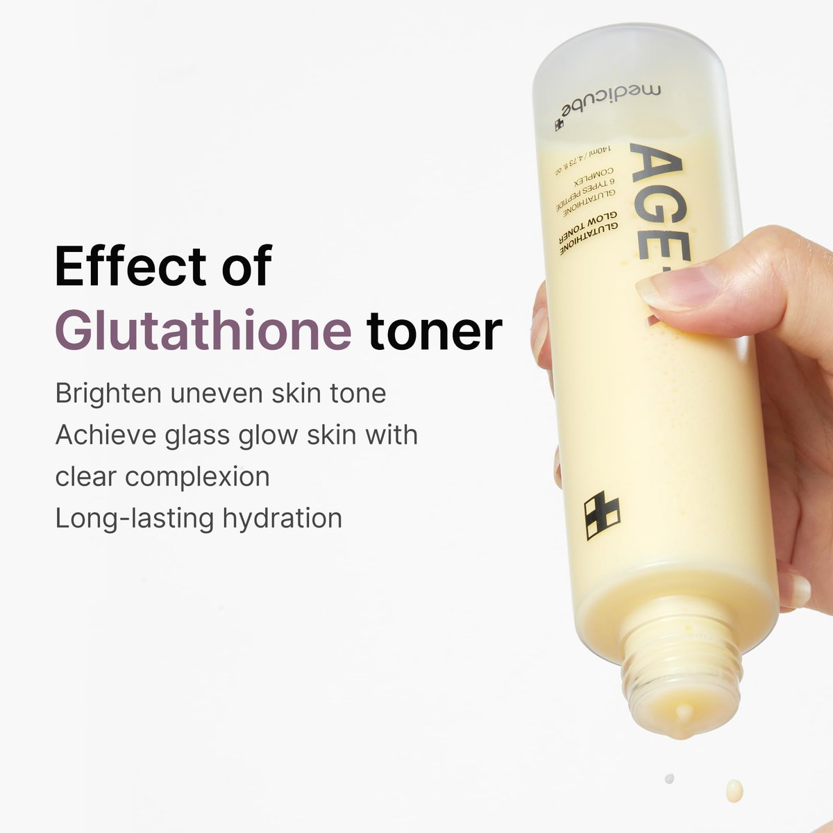 medicube Age-R Glutathione Glow Milky Toner - Low-Irritation Double Layer Toner for Glass Glow Skin with Peptide, Even Skin Tone, Radiance, Hydration, Korean Skincare (4.73 Fl Oz) - görsel 8