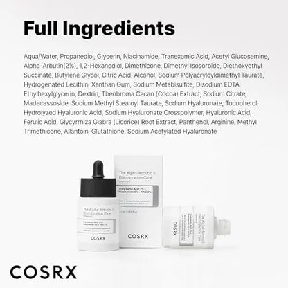 COSRX 2% Alpha Arbutin Discoloration Care Face Serum with Niacinamide, Glutathione & Tranexamic Acid - Dark Spot & Uneven Tone Corrector, Daily Korean Skincare for Men and Women, 1.7 fl oz Avelisse