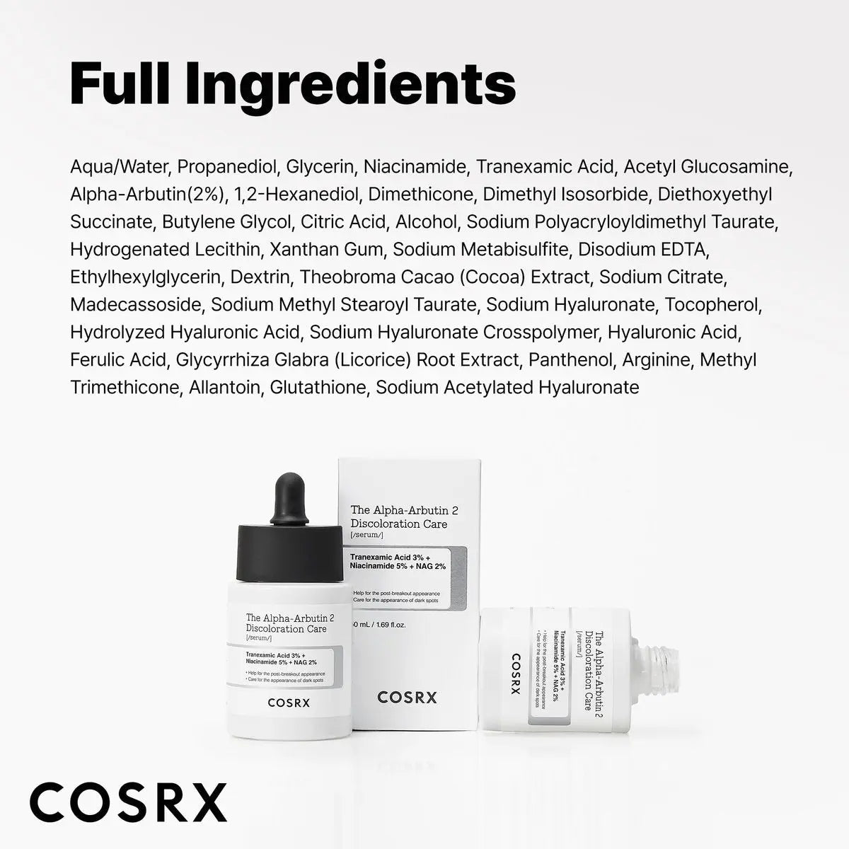 COSRX 2% Alpha Arbutin Discoloration Care Face Serum with Niacinamide, Glutathione & Tranexamic Acid - Dark Spot & Uneven Tone Corrector, Daily Korean Skincare for Men and Women, 1.7 fl oz Avelisse