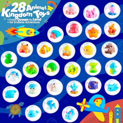 Bath Bombs for Kids with Surprise Inside – 28 Fun Fizzy Shower Bombs with Land & Sea Animal Toys, Non-Toxic, Birthday Party Favors & Stocking Stuffers for Girls and Boys Avelisse