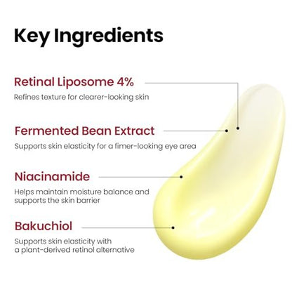 K-SECRET SEOUL 1988 Retinal Eye Cream – Advanced Retinal Liposome 4% & Fermented Bean for Dark Circles & Fine Lines | Korean Skincare, 30ml Avelisse