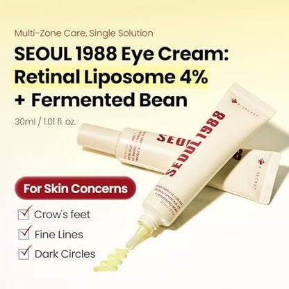 K-SECRET SEOUL 1988 Retinal Eye Cream – Advanced Retinal Liposome 4% & Fermented Bean for Dark Circles & Fine Lines | Korean Skincare, 30ml Avelisse