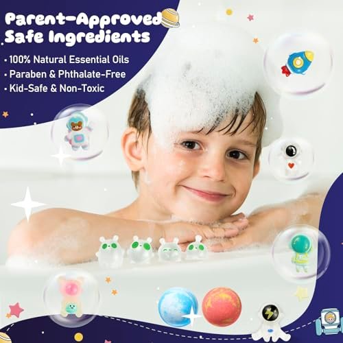 20 Pack Galaxy Bath Bombs for Kids with Space Explorer Toys - Cosmic Adventure Bath Bombs with Astronauts, Rockets, Planets & Glow-in-The-Dark Aliens Inside, End-of-School Year Gifts Avelisse