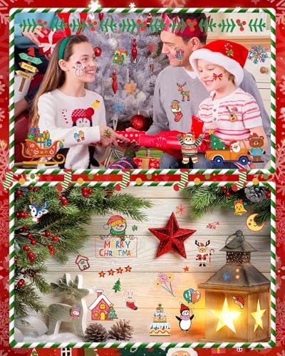 Greingways 180 Styles Christmas Temporary Tattoos for Kids - Party Favors, Stocking Stuffers, Non-Luminous Stickers - görsel 6
