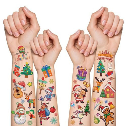 Greingways 180 Styles Christmas Temporary Tattoos for Kids - Party Favors, Stocking Stuffers, Non-Luminous Stickers