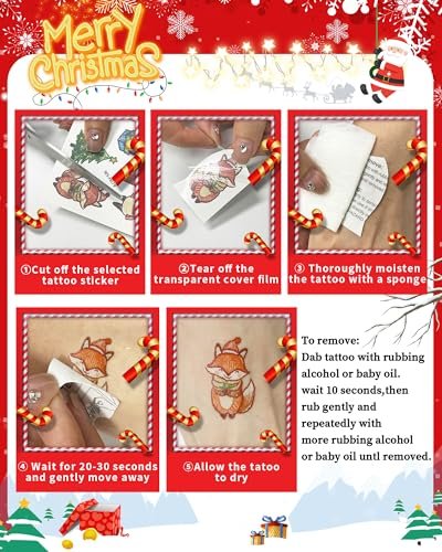 Greingways 180 Styles Christmas Temporary Tattoos for Kids - Party Favors, Stocking Stuffers, Non-Luminous Stickers