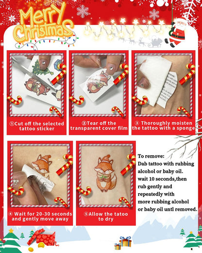 Greingways 180 Styles Christmas Temporary Tattoos for Kids - Party Favors, Stocking Stuffers, Non-Luminous Stickers
