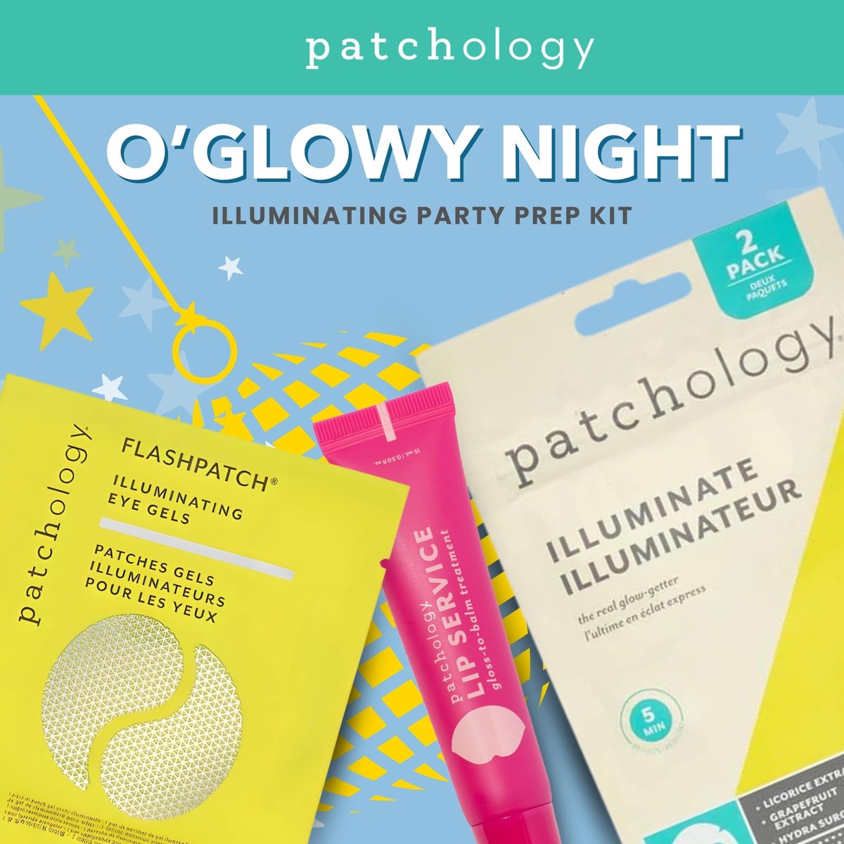 Patchology O' Glowy Night: Party Prep Set - Brightening Face, Eye & Lip Masks for Instant Glow, Vitamin C Sheet Mask, Under Eye Patches plus Rose Lip Mask with Resveratrol - görsel 5