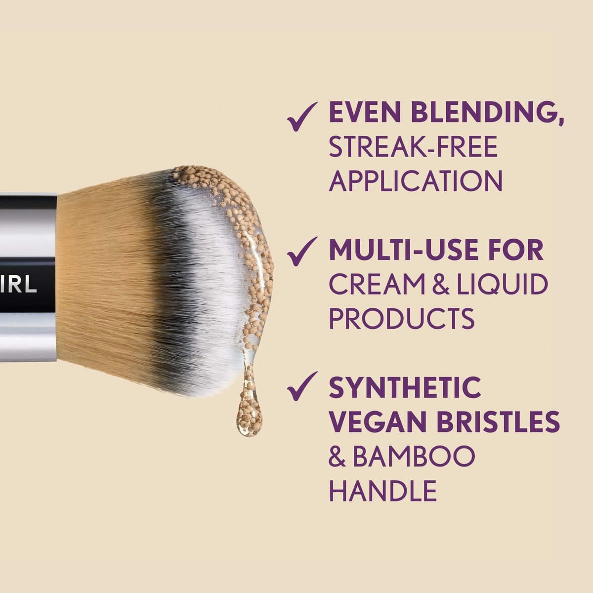 CoverGirl Blending Foundation Brush – Bamboo Handle, Beige Bristles - görsel 8