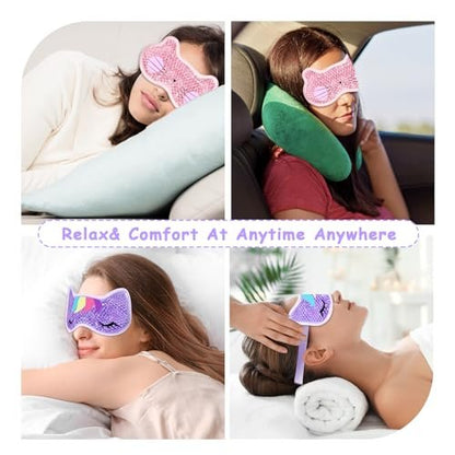 CONBELLA 2-Pack Cooling Eye Mask Gel Eye Mask - Reusable Hot Cold Therapy for Puffiness, Dark Circles, Eye Bags, Dry Eyes
