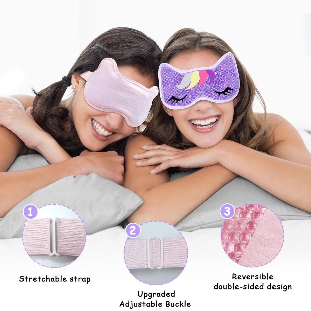 CONBELLA 2-Pack Cooling Eye Mask Gel Eye Mask - Reusable Hot Cold Therapy for Puffiness, Dark Circles, Eye Bags, Dry Eyes - görsel 5