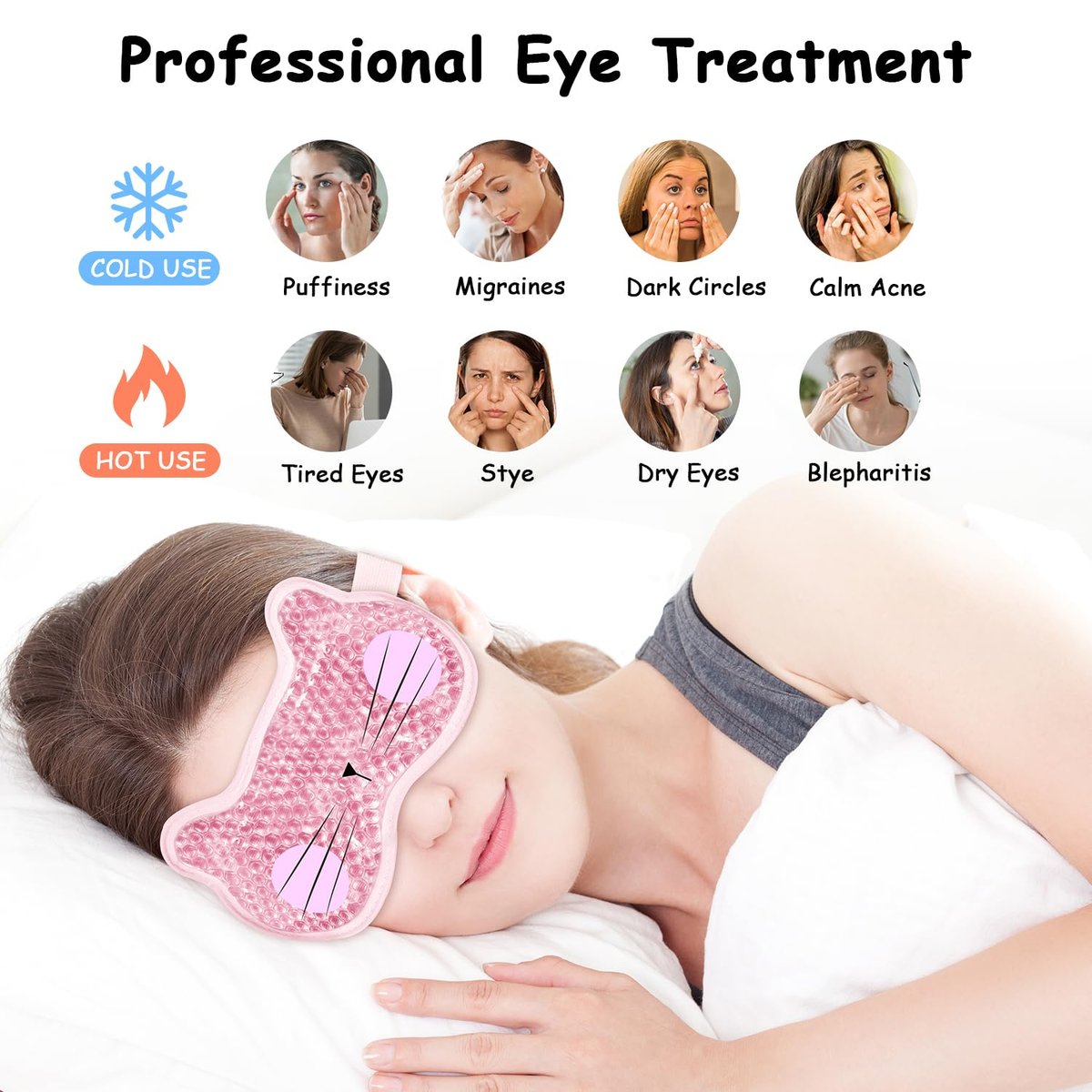 CONBELLA 2-Pack Cooling Eye Mask Gel Eye Mask - Reusable Hot Cold Therapy for Puffiness, Dark Circles, Eye Bags, Dry Eyes - görsel 3