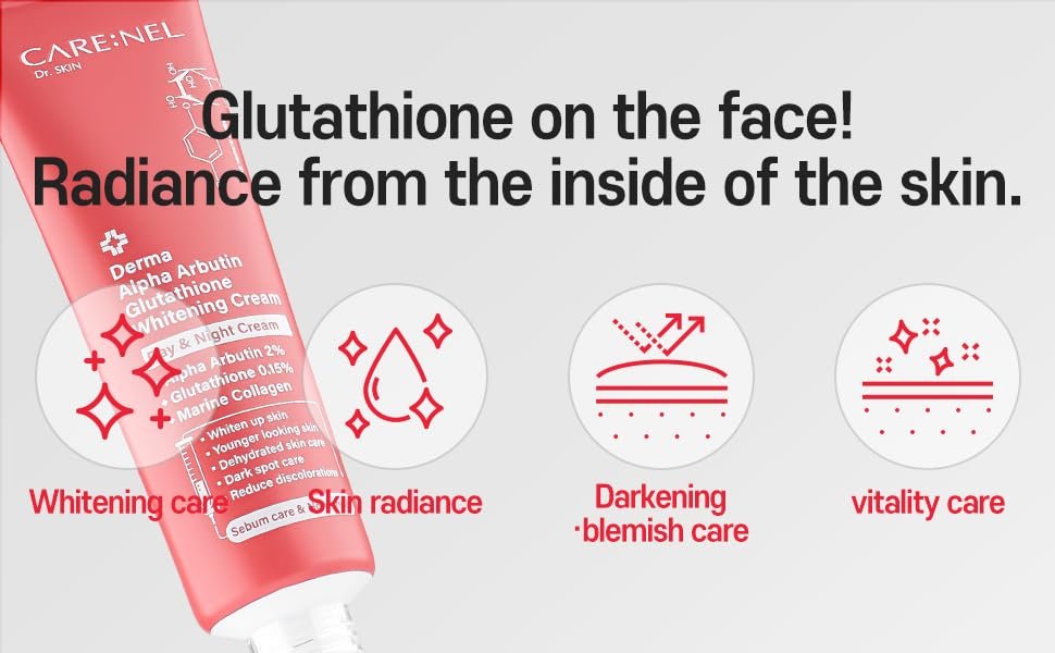 CARE:NEL Whitening Cream for Face - Korea Derma Alpha Arbutin Glutathione 45ml Avelisse