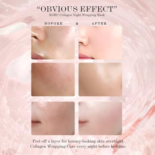 LOYOTICE Collagen Overnight Wrapping Peel Off Facial Mask - Hydrates, Tightens, Reduces Sagging, Restores Elasticity & Hydration Care with Brush (2.54 fl.oz) - görsel 10