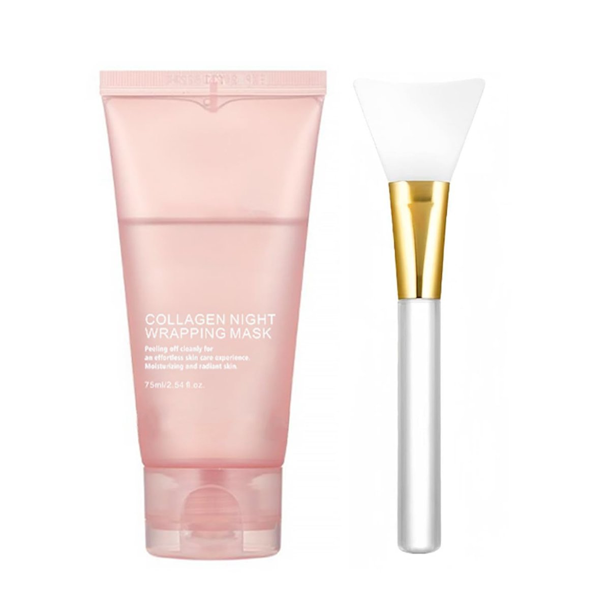 LOYOTICE Collagen Overnight Wrapping Peel Off Facial Mask - Hydrates, Tightens, Reduces Sagging, Restores Elasticity & Hydration Care with Brush (2.54 fl.oz) - görsel 1