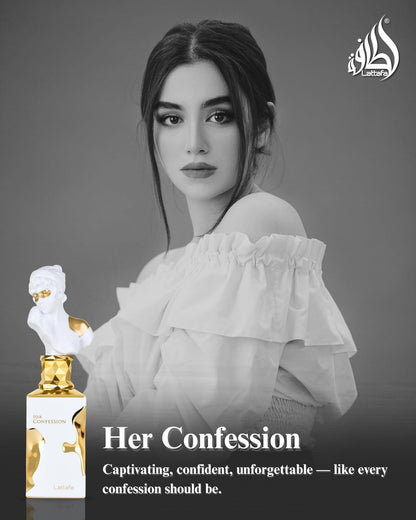 Lattafa Her Confession Eau de Parfum for Women - Vanilla, Floral, Amber, Musk - Long-Lasting 3.4 oz (100 ml) Avelisse