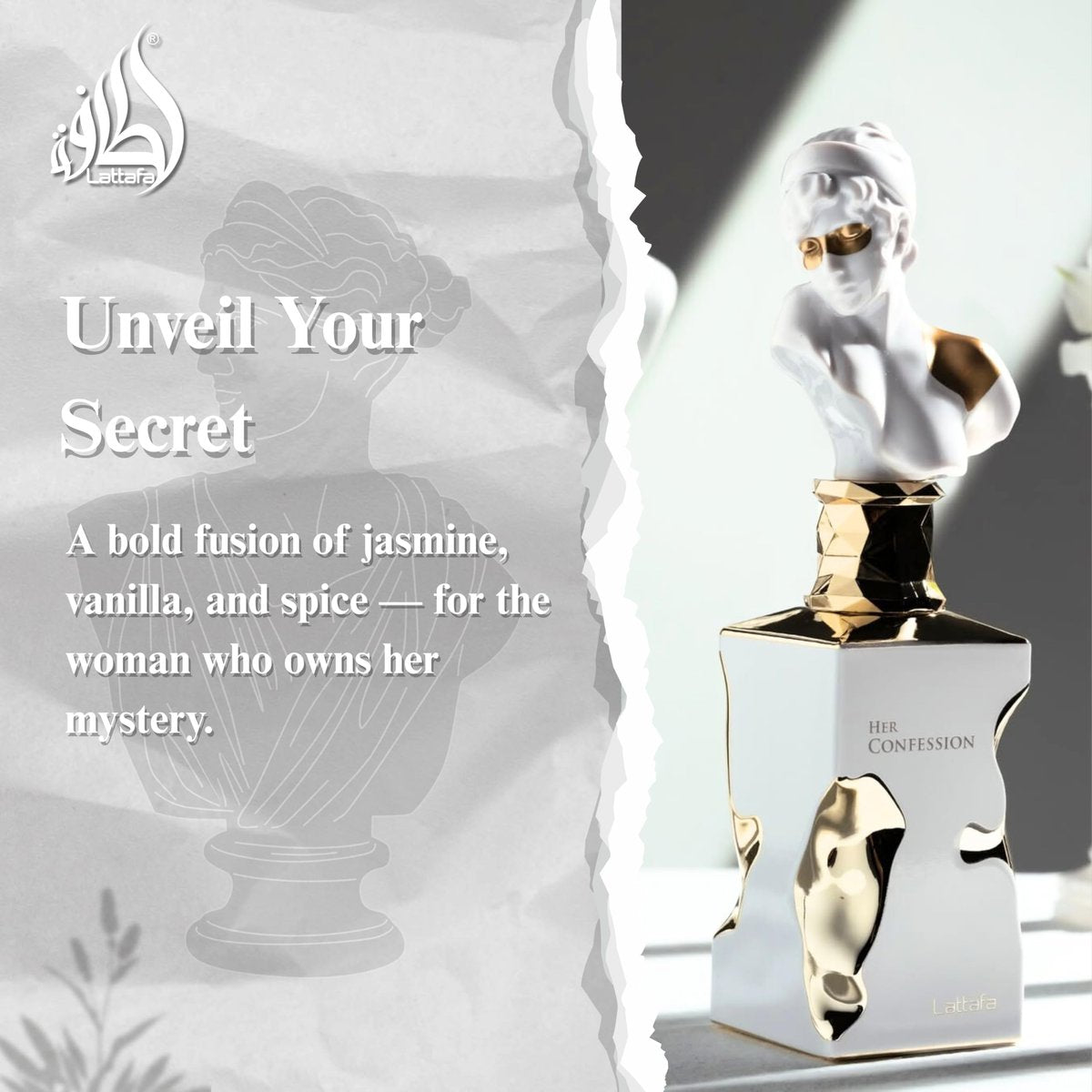 Lattafa Her Confession Eau de Parfum for Women - Vanilla, Floral, Amber, Musk - Long-Lasting 3.4 oz (100 ml) Avelisse