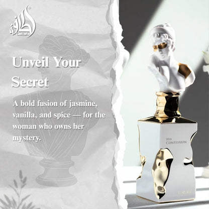 Lattafa Her Confession Eau de Parfum for Women - Vanilla, Floral, Amber, Musk - Long-Lasting 3.4 oz (100 ml) Avelisse