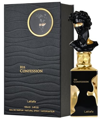 Lattafa His Confession for Men Eau de Parfum Spray, 3.4 oz (100 ml) – Long-Lasting Woody Oriental Fragrance Avelisse