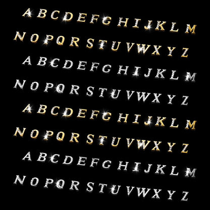 104 Pcs Rhinestone Letters Nail Studs - Alphabet Nail Charms in Silver & Gold for Y2K Nail Art, Manicure Supplies