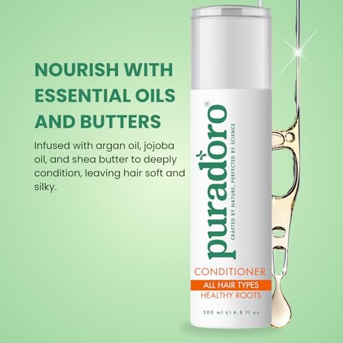 Puradoro Conditioner for All Hair Types & Healthy Roots – Hydrates & Strengthens with Argan, Jojoba & Keratin, Infused with Shea Butter & Aloe Vera - görsel 13