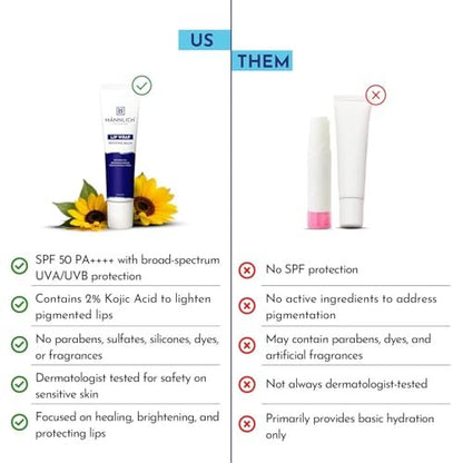 Mannlich Lip Balm for Men with SPF 50 PA++++ & 2% Kojic Acid – Moisturizing Lip Care for Dry & Chapped Lips, 10g