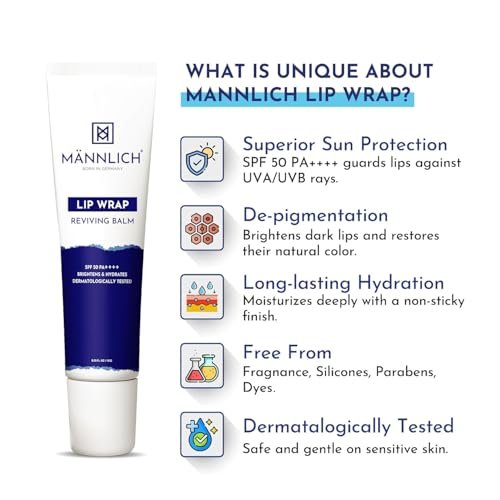 Mannlich Lip Balm for Men with SPF 50 PA++++ & 2% Kojic Acid – Moisturizing Lip Care for Dry & Chapped Lips, 10g - görsel 8