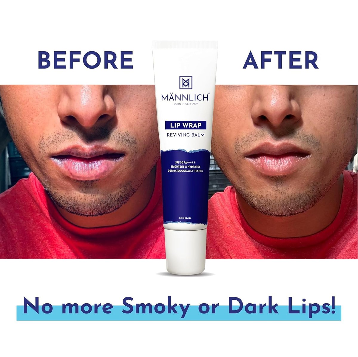 Mannlich Lip Balm for Men with SPF 50 PA++++ & 2% Kojic Acid – Moisturizing Lip Care for Dry & Chapped Lips, 10g - görsel 5