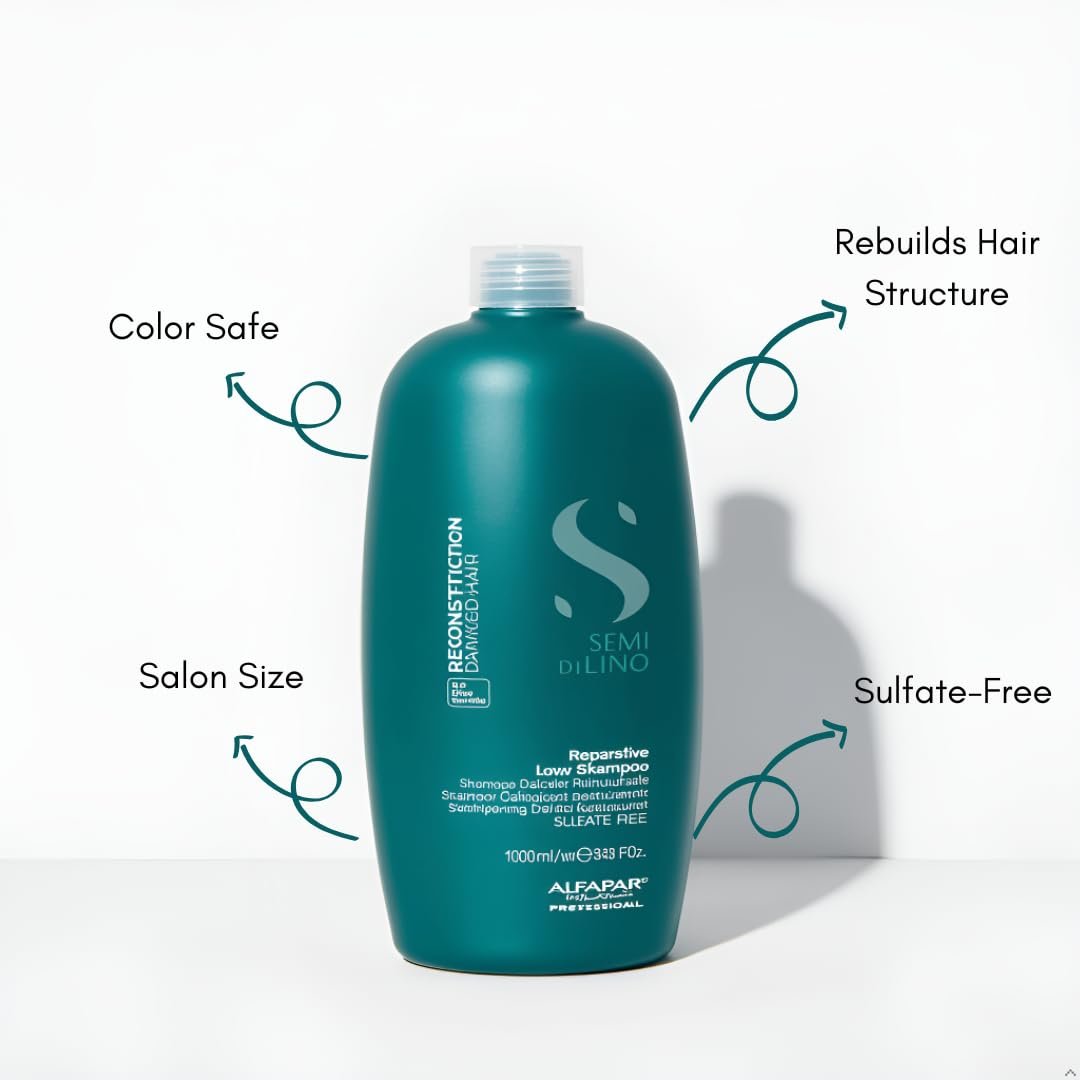ALFAPARF MILANO Semi di Lino Reconstruction Bond Repair Shampoo - Reparative Shampoo for Colored, Bleached, or Damaged Hair - Sulfate Free - Color Safe - Restores Fiber & Elasticity (33.8 fl oz) - görsel 3