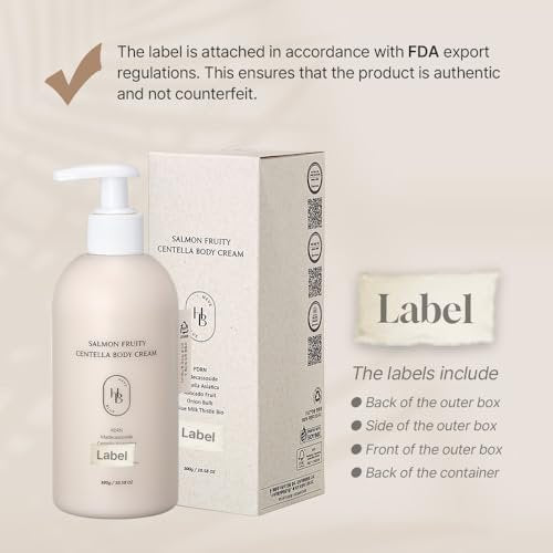 HEVEBLUE Salmon Fruity Centella Body Cream – Hypoallergenic Korean Moisturizer for Sensitive & Itchy Skin, PDRN & K-Beauty Bodycare, 10.14 Fl Oz Avelisse