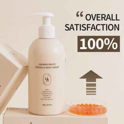 HEVEBLUE Salmon Fruity Centella Body Cream – Hypoallergenic Korean Moisturizer for Sensitive & Itchy Skin, PDRN & K-Beauty Bodycare, 10.14 Fl Oz Avelisse