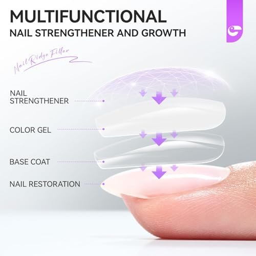 Gelike ec 8 in 1 Nail Ridge Filler for Damaged Nails – Strengthener, Growth & Top Coat in One Milky White Treatment Avelisse
