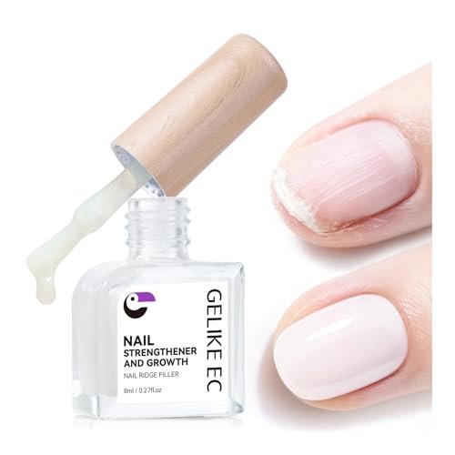 Gelike ec 8 in 1 Nail Ridge Filler for Damaged Nails – Strengthener, Growth & Top Coat in One Milky White Treatment Avelisse