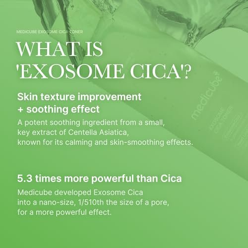 medicube Exosome CICA Toner: Daily Soothing Toner with Exosome CICA, Heartleaf, Tea Tree & 12 Kinds of CICA – Low Irritation Sebum Care for Stressed Skin (210ml / 7.10 fl.oz.) - görsel 4