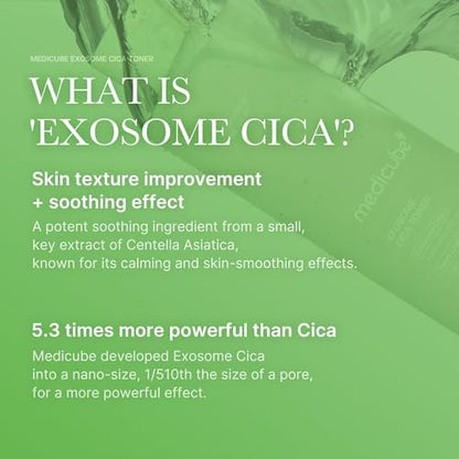 medicube Exosome CICA Toner: Daily Soothing Toner with Exosome CICA, Heartleaf, Tea Tree & 12 Kinds of CICA – Low Irritation Sebum Care for Stressed Skin (210ml / 7.10 fl.oz.)