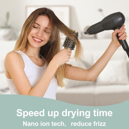 Professional Boar Bristle Round Brush for Blow Out – Nano Thermal Ceramic & Ionic Hair Brush for Voluminous Curls and Smooth Blow Drying (1.7 Inch Barrel, 45mm)