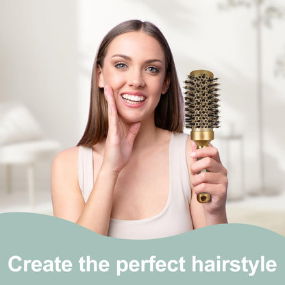 Professional Boar Bristle Round Brush for Blow Out – Nano Thermal Ceramic & Ionic Hair Brush for Voluminous Curls and Smooth Blow Drying (1.7 Inch Barrel, 45mm)