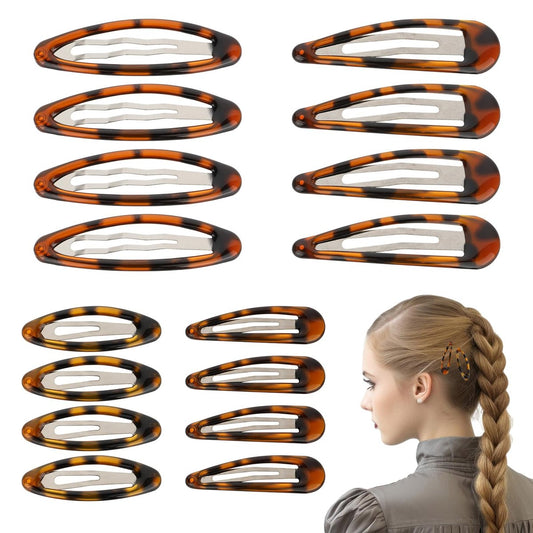 Giantree 16 Pcs Snap Hair Clips - Classic Tortoise Metal Hair Barrettes for Women, 4 Sizes No Slip for Fine and Thick Hair Avelisse