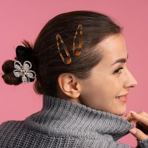 Giantree 16 Pcs Snap Hair Clips - Classic Tortoise Metal Hair Barrettes for Women, 4 Sizes No Slip for Fine and Thick Hair Avelisse