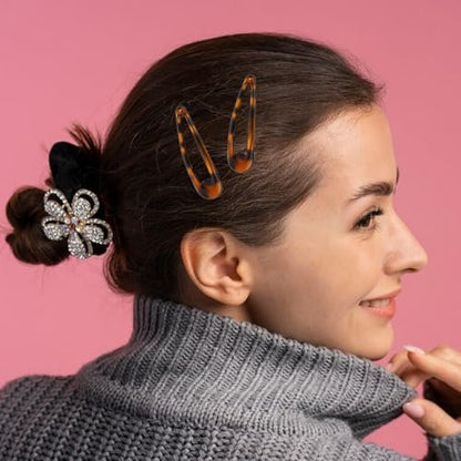 Giantree 16 Pcs Snap Hair Clips - Classic Tortoise Metal Hair Barrettes for Women, 4 Sizes No Slip for Fine and Thick Hair Avelisse