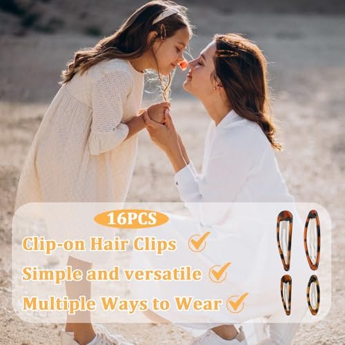 Giantree 16 Pcs Snap Hair Clips - Classic Tortoise Metal Hair Barrettes for Women, 4 Sizes No Slip for Fine and Thick Hair Avelisse