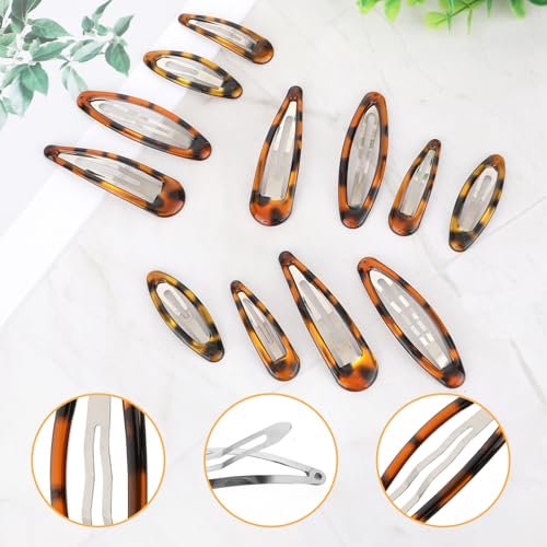 Giantree 16 Pcs Snap Hair Clips - Classic Tortoise Metal Hair Barrettes for Women, 4 Sizes No Slip for Fine and Thick Hair Avelisse