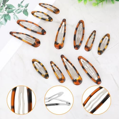 Giantree 16 Pcs Snap Hair Clips - Classic Tortoise Metal Hair Barrettes for Women, 4 Sizes No Slip for Fine and Thick Hair Avelisse