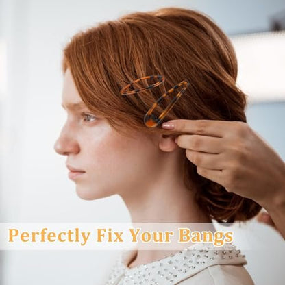 Giantree 16 Pcs Snap Hair Clips - Classic Tortoise Metal Hair Barrettes for Women, 4 Sizes No Slip for Fine and Thick Hair Avelisse