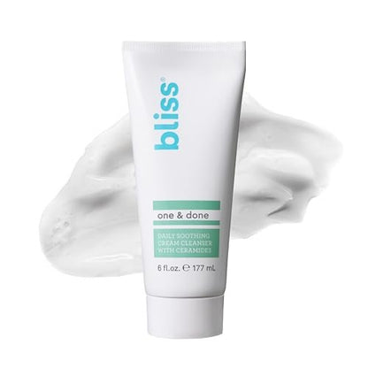 Bliss One & Done Daily Cream Facial Cleanser with Ceramides - Moisturizing Face Wash for Dry Skin, 6 Fl Oz Avelisse